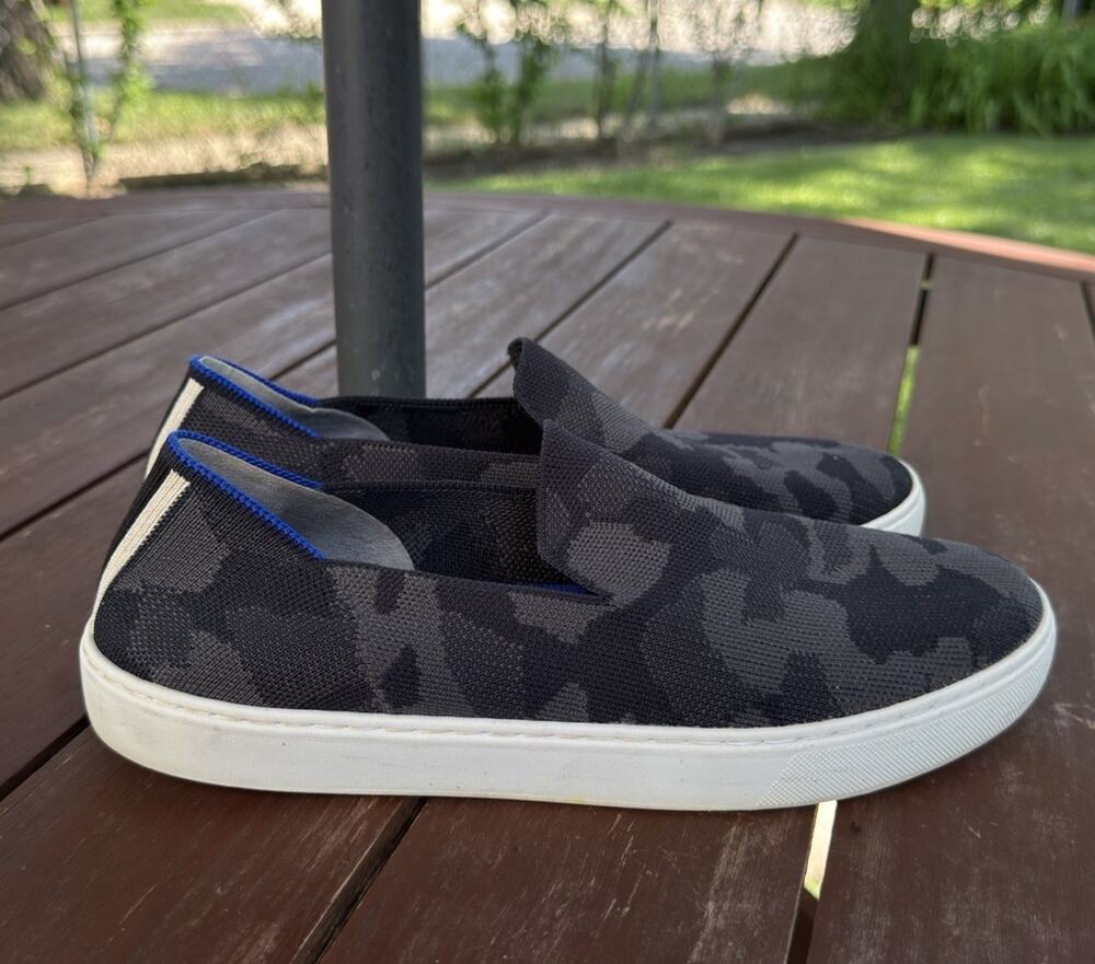 Rothy’s Women The Original Slip On Sneaker Blue Camo Knit Comfort Casual Size 10